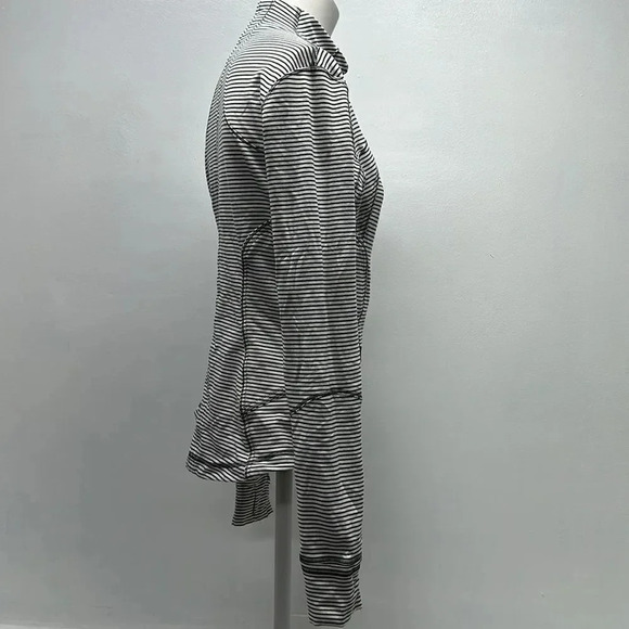 Lululemon Forme Jacket Full Zip Cuffins Hyper Stripe Angel Wing Gray White 8 - Picture 7 of 12